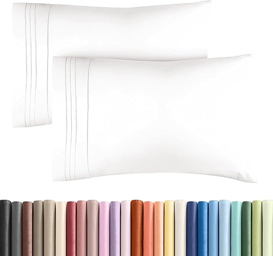 King Pillow Cases Set of 2 - Ultra Soft Hotel Quality Pillowcase Covers - Comfy, Cozy & Wrinkle Free - Shrinkage and Fade Resistant - Machine Washable Pillow Protectors - 2 Piece Set - Antique White