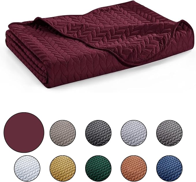 MOONLIGHT20015 8 Pack Quilt King Size Bedding (106" x 96") - Bulk Wholesale for Hotels, Guest Bedroom & Airbnbs - Lightweight Microfiber Reversible Embossed Quilts Bedspread (Burgundy)