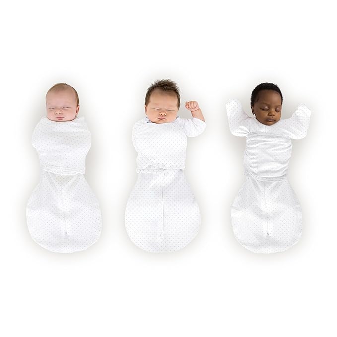 SwaddleDesigns Omni Swaddle Sack Arms Up Half-Length Sleeves & Mitten Cuffs, Easy Swaddle Transition, Sterling Dots, 0-3 Mo