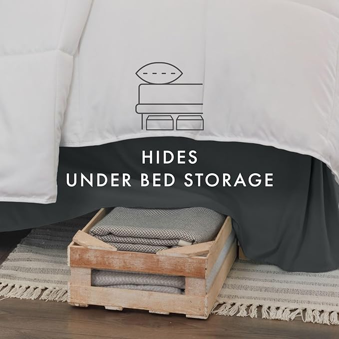 Linen Market Bed Skirt - Ultra Soft Microfiber - Easy Fit with 14 Inch Tailored Drop - Hotel Quality, Shrinkage & Fade Resistant - Bed Cover - Full Size Bed Skirts - Bedroom Décor - (Full, Gray)