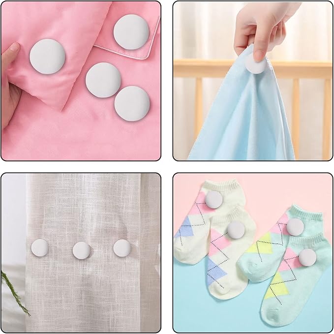Potanro Duvet Cover Clips 12 Pcs Duvet Pins Comfortable Duvet Holder Clips, Duvet Button Fasteners Keeps Comforter from Shifting(White)