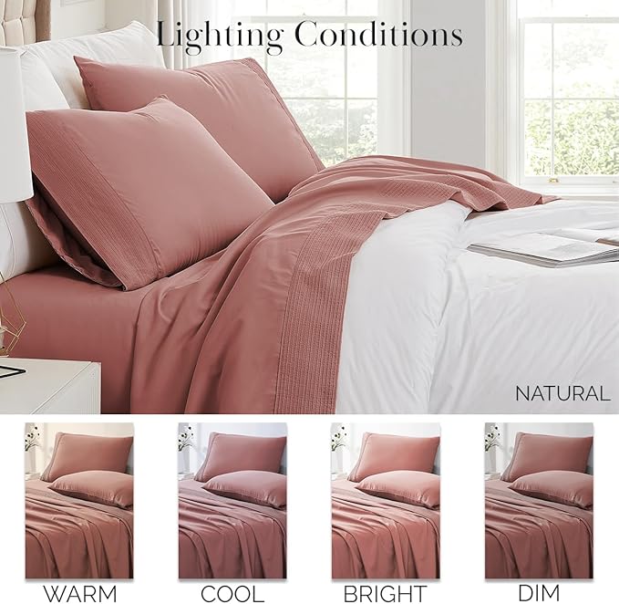 Southshore Fine Living, Inc. Queen Bed Sheets deep Pocket Set with 21" Deep Queen Fitted Sheet, 2 Queen Pillow Cases | Hotel Luxury Quality | Easy Care Microfiber Sheets | Marsala (Terra Cotta)