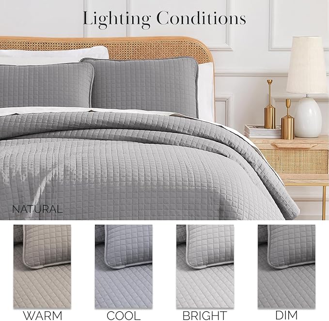 Southshore Fine Living, Inc. Comforter Quilt, King Size Bedding Set, Cal King Quilt Coverlet Set with 2 Shams, Soft Brushed Lightweight Bedspread, Pet Hair Resistant, Steel Grey