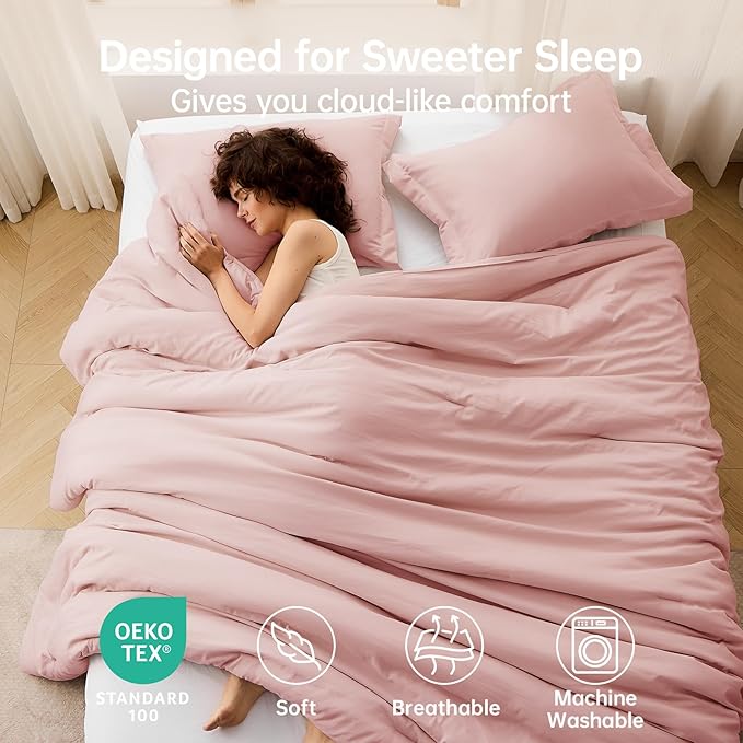 MUXHOMO Twin/Twin XL Comforter Set, All Season Ultra Soft Down Alternative Bedding - 2 Piece Lightweight Bed Set Includes 1 Comforter (68"x88") and 1 Pillow Shams (20"x26"), Rose Gold