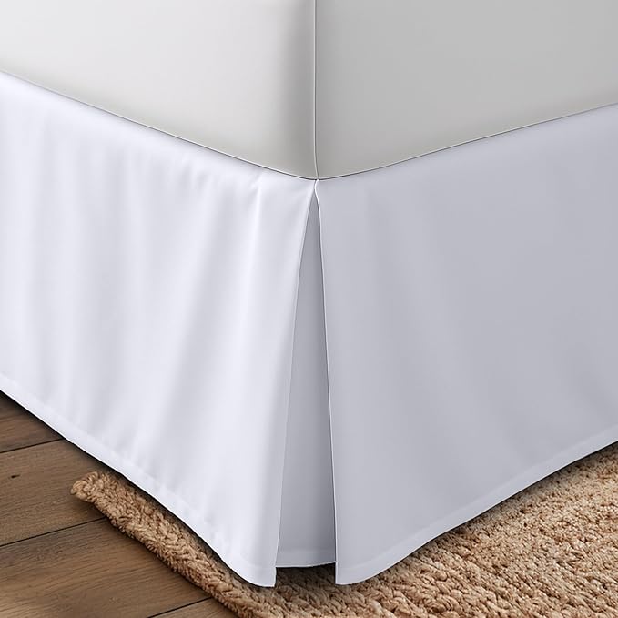 Utopia Bedding King Bed Skirt - Soft Quadruple Pleated Ruffle - Easy Fit with 16 Inch Tailored Drop - Hotel Quality, Shrinkage and Fade Resistant (King, White)