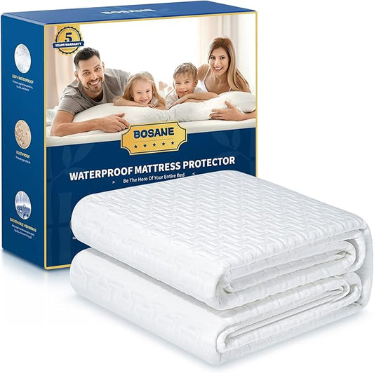 Premium 100% Waterproof Twin XL Mattress Protector Breathable Cooling 3D Air Fabric Mattress Cover Smooth Soft Hypoallergenic Noiseless Bed Cover Machine Washable Vinyl Free 8-21'' Deep Pocket