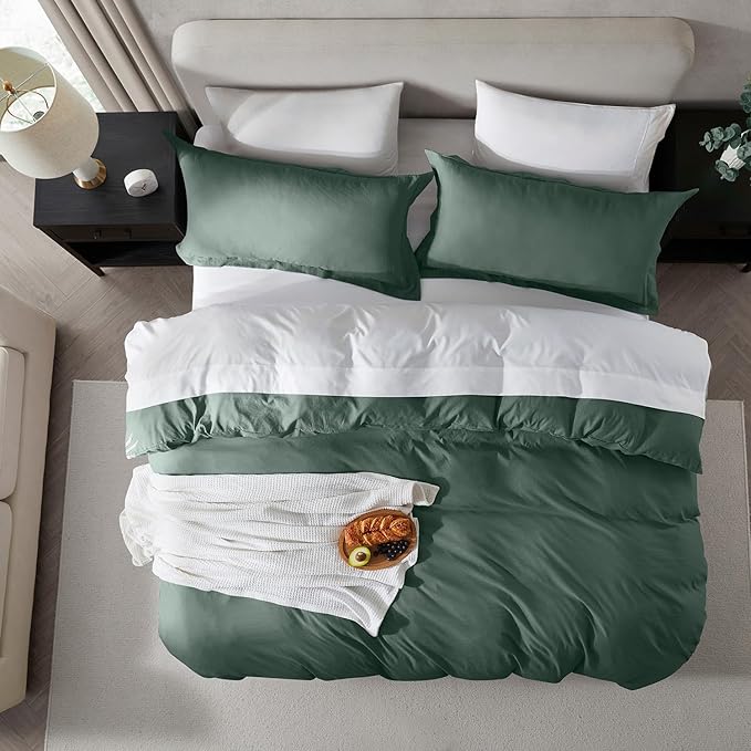 Nestl Twin Duvet Cover Set - Soft Prewashed Forest Green Duvet Cover Twin/Twin XL, 2 Piece, with Zipper Closure, 1 Duvet Cover 68x90 inches and 1 Pillow Sham