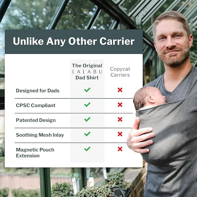 Lalabu The Dad Shirt | Hands-Free Baby Carrier for Dad with Kangaroo Pouch | Engineered for Bonding, Safety, & Comfort for Newborns Up to 15 Lbs. | CPSC Compliant - Natural - 2XL