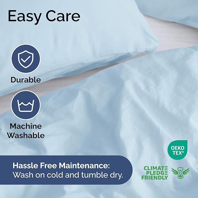 Duvet Cover Queen Size - Extra Soft Queen Size Duvet Cover - Lightweight & Breathable - Easy Care & Fade Free with Zipper Closures & Ties - 90" x 90" Inches - (Light Blue) Comforter Not Included