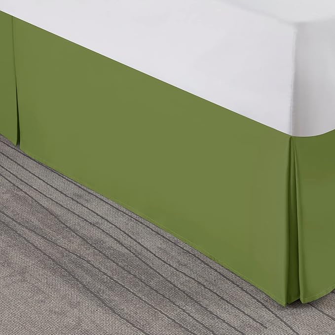 Nestl Calla Green Twin Bed Skirt - Twin Size Bed Skirt 14 Inch Drop - Brushed Microfiber Bed Skirts - Hotel Quality Pleated Bed Skirt - Shrinkage & Fade Resistant