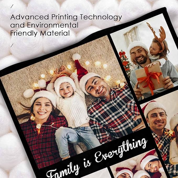 Blankets with Pictures Customized, 7 Photos Personalized Blanket Custom Blanket for Kid Adult Friends Mother Father Personalized Gift, 8 Sizes