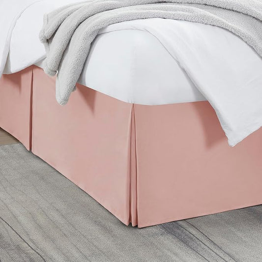 Nestl Peach Beige Twin Bed Skirt - Twin Size Bed Skirt 14 Inch Drop - Brushed Microfiber Bed Skirts - Hotel Quality Pleated Bed Skirt - Shrinkage & Fade Resistant