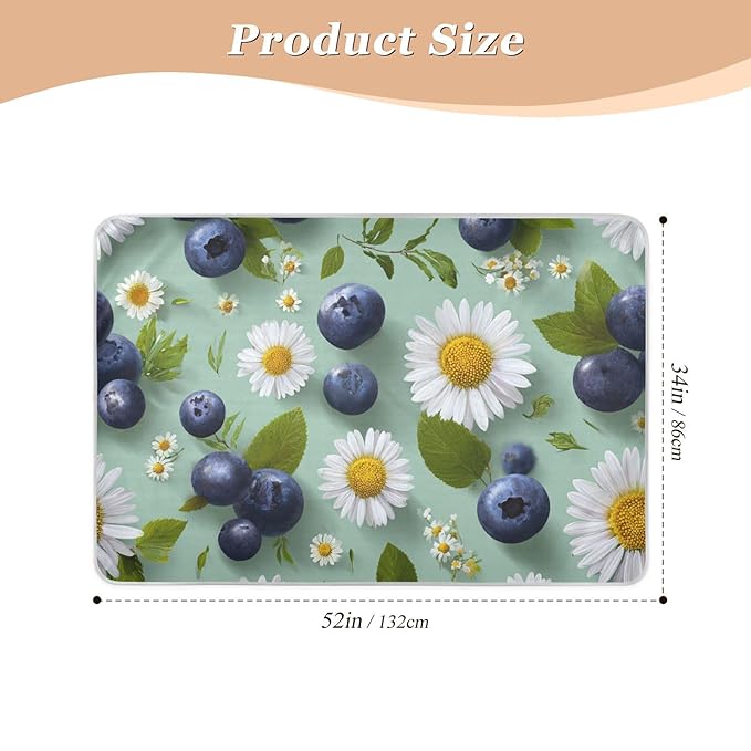 Waterproof Bed Pad Reusable Changing Pad Toddler Mattress Protector Large Pee Pad Baby Diaper Pad Soft Washable Liner Blue Blueberries and Daisies
