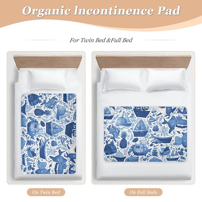 Waterproof Bed Pad Reusable Changing Pad Toddler Mattress Protector Large Pee Pad Baby Diaper Pad Soft Washable Liner Blue Pirate Sharks Pineapples Boats