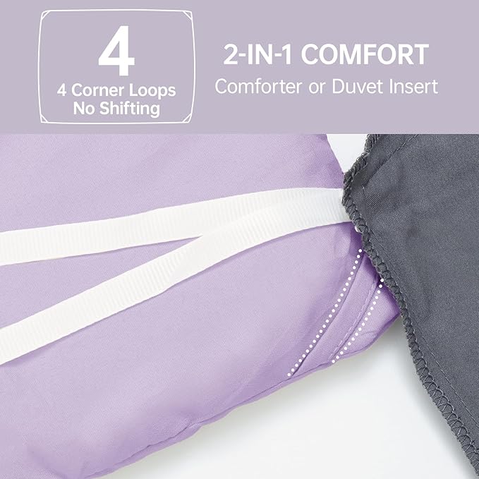 MUXHOMO King Size Comforter Set, All Season Ultra Soft Down Alternative Bedding - 3 Piece Lightweight Bed Set Includes 1 Comforter (104"x90") and 2 Pillow Shams (20"x36"), Crystal Purple