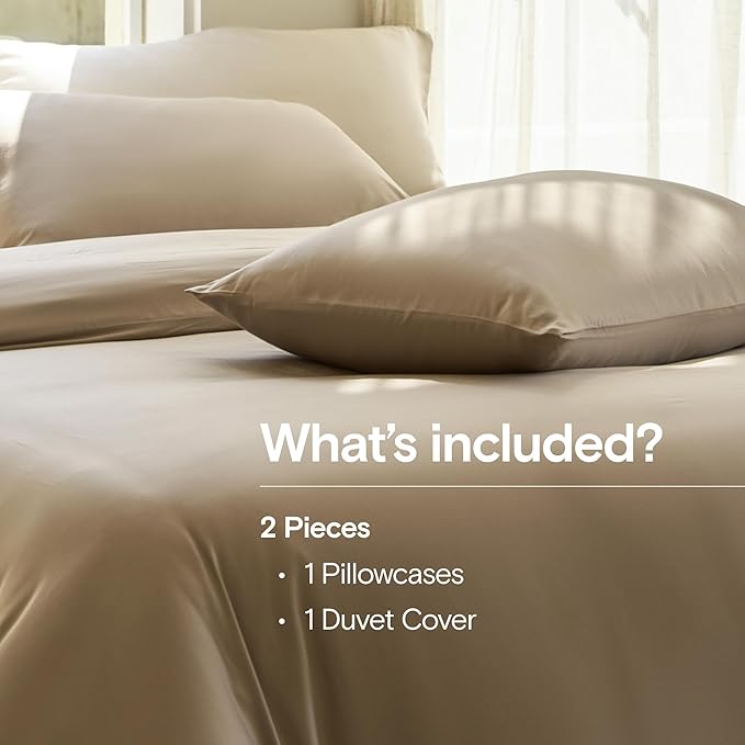DOZ Duvet Cover Set, 100% Viscose derived from Bamboo, Organically Grown, Buttery Soft, Cooling Duvet Covers, High GSM, 1 Duvet Cover and 1 Pillowcase, 70"x90" (Dune, Twin/Twin XL)