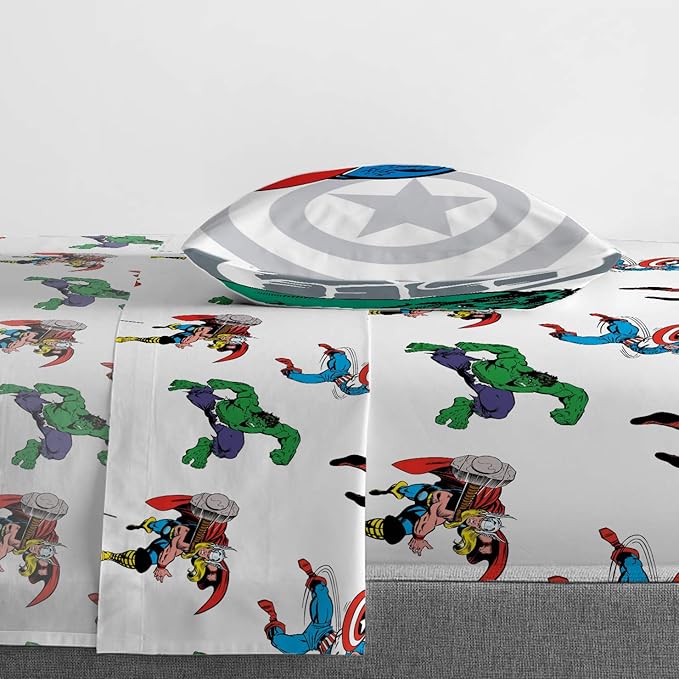 Jay Franco Marvel Avengers Comic Cool 5 Piece Twin Bed Set - Includes Comforter & Sheet Set - Bedding Features Captain America, Spiderman, Iron Man, Hulk, & Thor - Super Soft