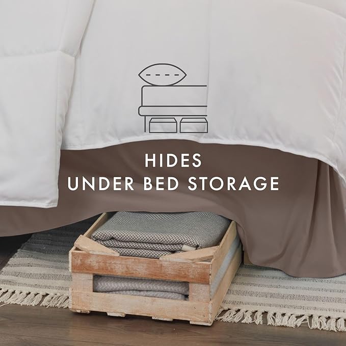 Linen Market Bed Skirt - Ultra Soft Microfiber - Easy Fit with 14 Inch Tailored Drop - Hotel Quality, Shrinkage & Fade Resistant - Bed Cover - Full Size Bed Skirts - Bedroom Décor - (Full, Taupe)