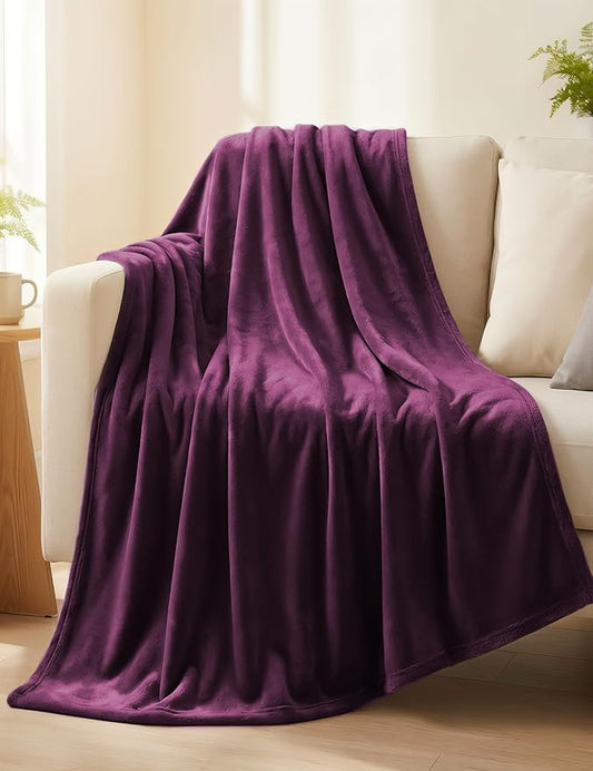 Casa Platino Fleece Throw Blankets – 300 GSM Purple – Soft Cozy Warm Holiday Throws for Winter, Fuzzy Plush Elegant Gifts for Kids, Men & Women - Ideal for Couch, Sofa, Chair or Bed - 50x60 Inch