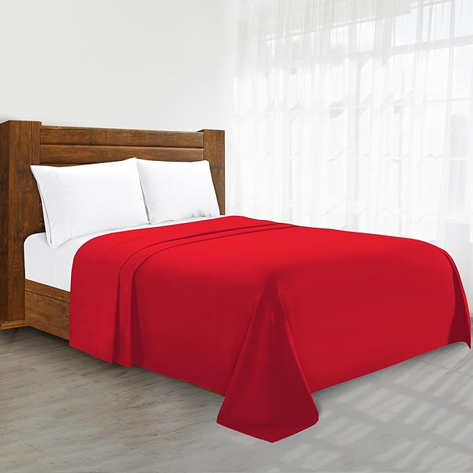Luxury Flat Sheet on Amazon Elegant Comfort Wrinkle-Free 1500 Premier Hotel Quality 1-Piece Flat Sheet, King Size, Red