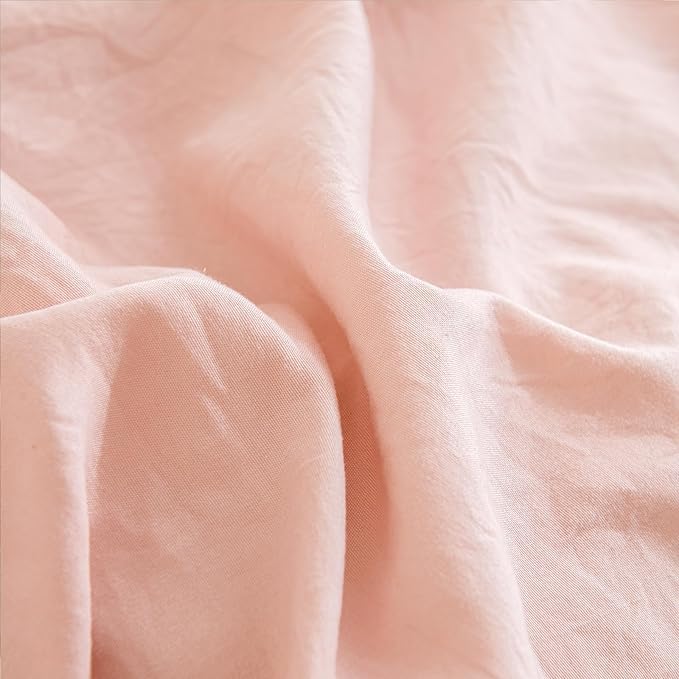 Pink Ruffled Duvet Cover Girls Coquette Bedding Set Cute Lace Fringe Ruffle Bedding Shabby Chic Farmhouse Style Super Soft Cozy Elegant Cover Cover Set King Size