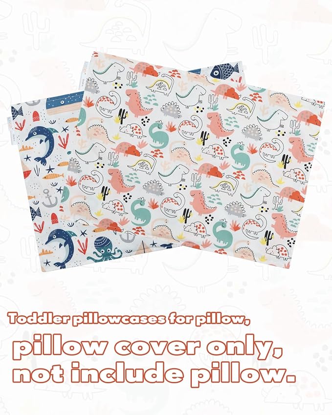 ALVABABY Toddler Pillowcases 2 Pack Organic Cotton Kids Pillow Cover Fit 13"x 18" or 12"x21" Envelope for Girl Boy Sleepy Travel