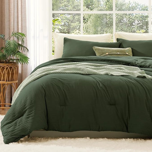 WRENSONGE Full Size Comforter Sets - 3 Pieces Deep Forest Comforter Prewashed Soft Lightweight for All Seasons, Fluffy Down Alternative Comforter Full Size with 2 Pillow Shams