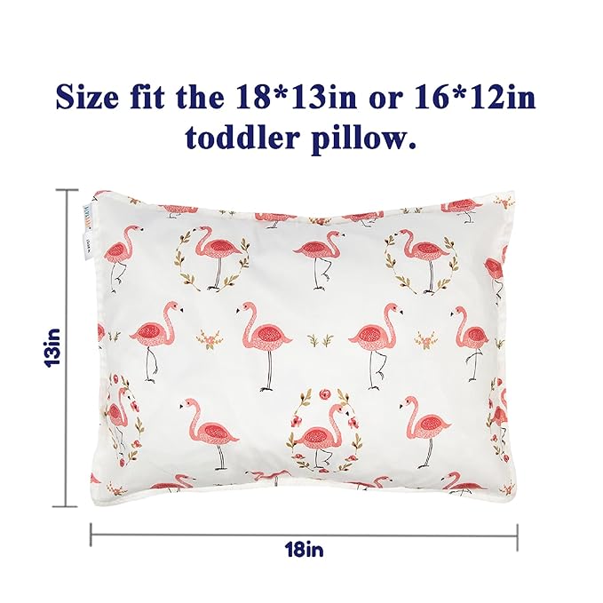 ALVABABY Toddler Pillowcases 2 Pack Organic Cotton Kids Pillow Cover Fit 13"x 18" or 12"x16" Envelope for Girl Boy Sleepy Travel