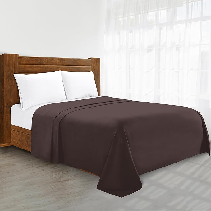 Luxury Flat Sheet on Amazon Elegant Comfort Wrinkle-Free 1500 Premier Hotel Quality 1-Piece Flat Sheet, Full Size, Chocolate Brown
