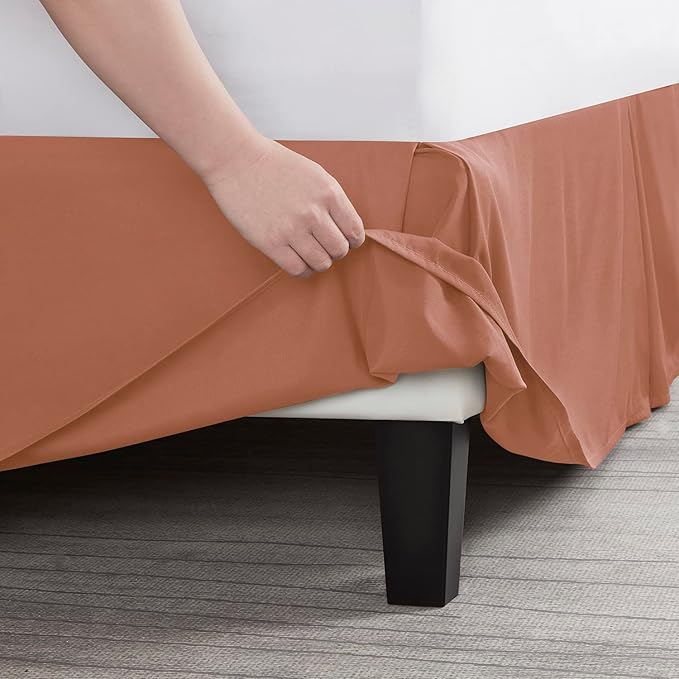 Nestl Rust Bed Skirt Cal King Size - Cal King Bed Skirt 14 Inch Drop - Brushed Microfiber Bed Skirts - Hotel Quality Pleated Bed Skirt - Shrinkage & Fade Resistant