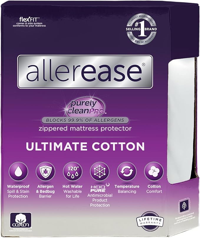 AllerEase Ultimate Allergy Protection and Comfort Zippered Mattress Protector, Twin