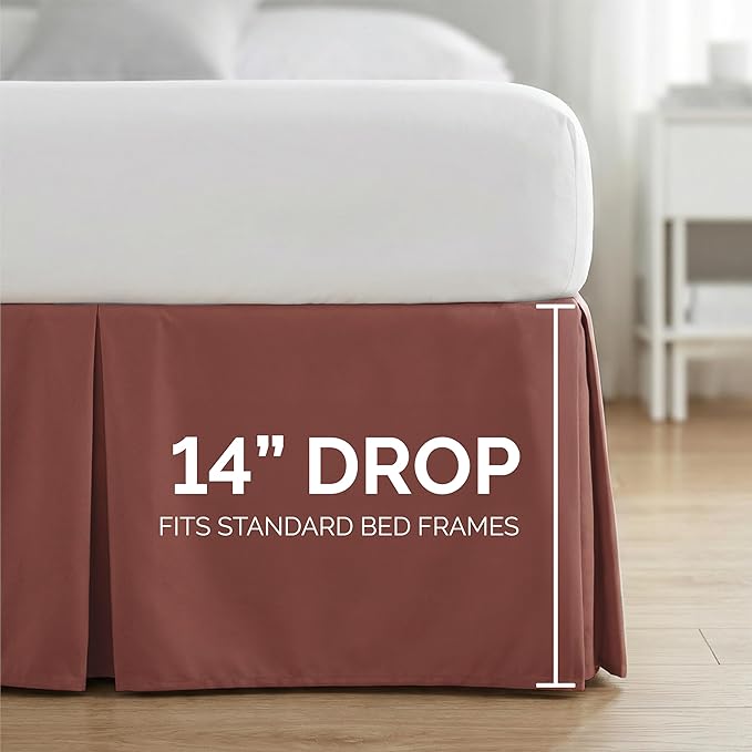 Southshore Fine Living, Inc. Hotel Quality Full Bed Skirt - 14" Drop, Elegant Pleated Design, Premium Dust Ruffle/Full Size Bed Skirt, Easy Care, Luxury Bed Skirt Full Size, Marsala (Terra Cotta)