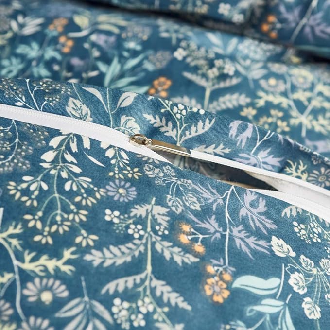mixinni Small Blue Flower Duvet Cover Twin XL Teen Girls Floral Duvet Comforter Cover Soft Cotton Bedding Set with Zipper Closure 4 Corner Ties for Girls-Twin XL