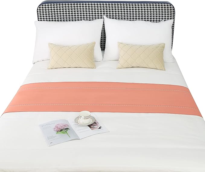 Bed Runner 210 x 50 cm for Queen Size Bed and Full Size Bed, Bed Throws for Foot of Bed, Coral Bed Runner Bedding Scarves Decorations for Bedroom Hotel Wedding Room