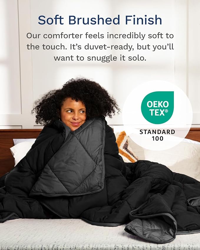 ViscoSoft Black/Gray Down Alternative Quilted Comforter King/Cal King - Cooling Breathable Premium Oversized Soft Reversible Microfiber Duvet Insert