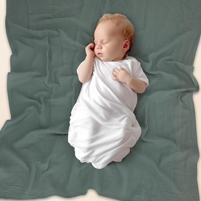 Baby Muslin Swaddle Blankets for Boys and Girls, 3-Pack Soft and Breathable Cotton Swaddles, Large 37 x 49 inches Receiving Blankets, Essentials for Newborns, Unisex 004