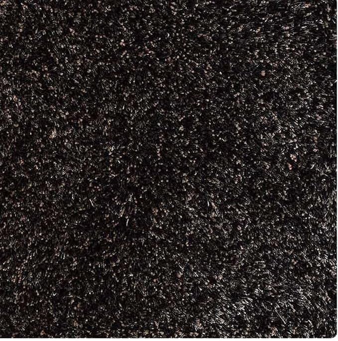 Hand Tufted SHAG Polyester ECO-Friendly Area Rugs - 10'x10', Square, Silver Black, Solid Plain Design, High Pile Thick Handmade Anti Skid Rugs for Living Room, Bed Room K00111