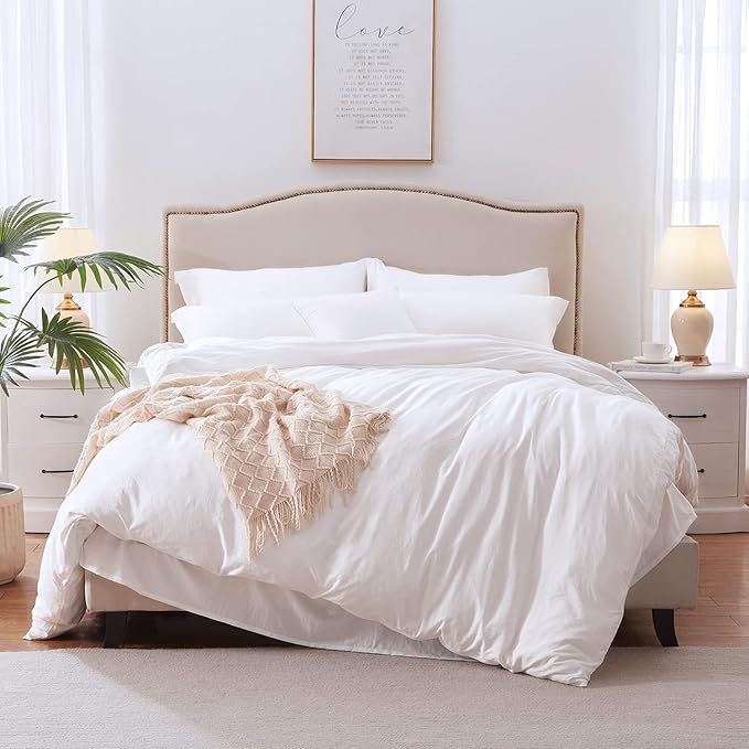 MILDLY Super Soft Duvet Cover - 100% Washed Microfiber Bright White Comforter Cover Set 3 Pieces with Zipper Closure & Corner Ties (No Comforter)