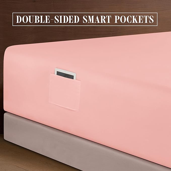 Elegant Comfort Luxurious 1500 Premium Hotel Quality Microfiber 4-Piece Sheet Set, 18-24 Inches Deep - Extra Deep Pocket Sheets - Ultra Soft 4PC Deep Pocket Sheets, Twin/Twin XL, Dusty Rose