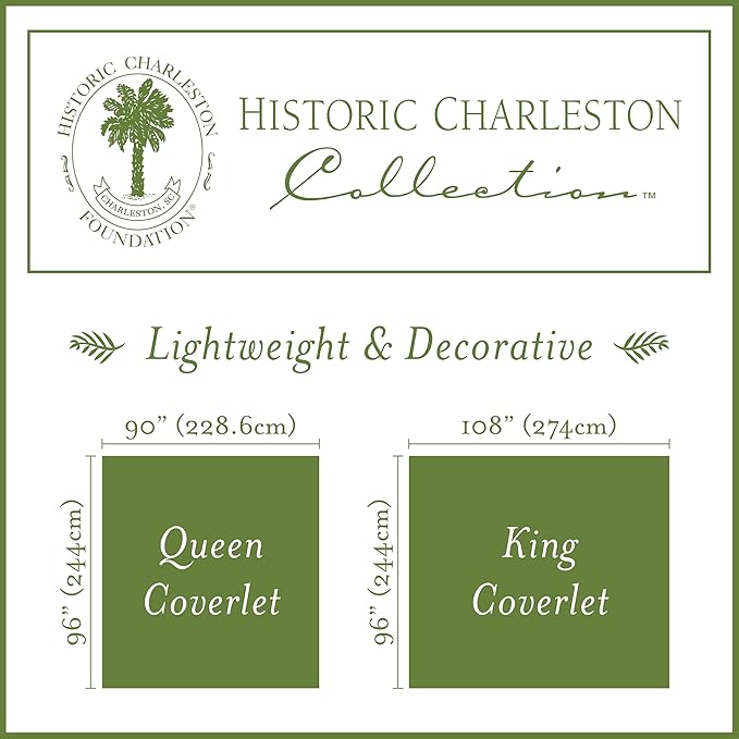Charleston Estate Modern Farmhouse Floral Matelasse Coverlet with Scalloped Edges, 100% Cotton Breathable Bedding, King/Cal King, White Floral