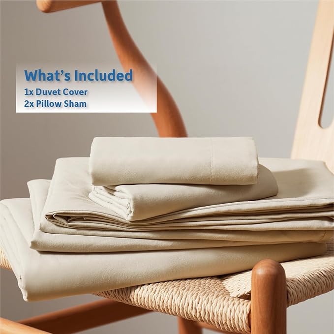 Nestl Beige Cream Duvet Cover King Size - Soft Double Brushed King Duvet Cover Set, 3 Piece, with Button Closure, 1 Duvet Cover 104x90 inches and 2 Pillow Shams