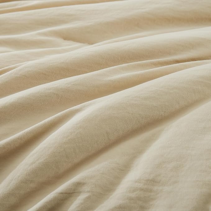 WRENSONGE Oversized Queen Comforter Set - 7 Pieces Beige Bed in a Bag Queen with Sheets, 2 Pillow Shams, and 2 Pillowcases- Warm Bedding Sets Queen for All Season