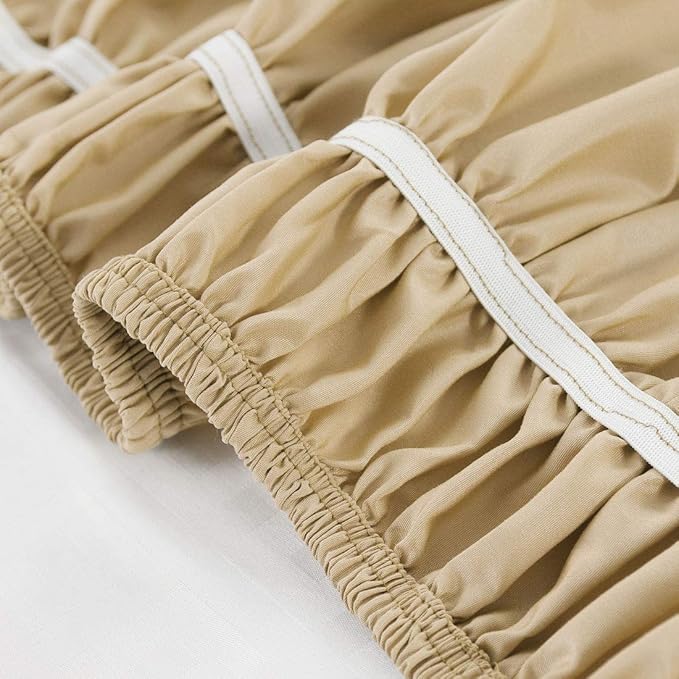 Bed Skirt - Wrap Around Bed Skirts Elastic Dust Ruffles, Easy Fit Wrinkle and Fade Resistant Luxurious Fabric Solid Color, Taupe Twin XL Size Beds 15 Inch Drop