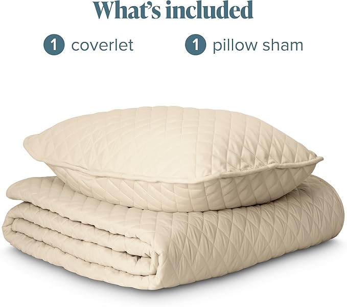 Bare Home Coverlet Set - Twin/Twin Extra Long - Lightweight Bed Decor - Comforter Alternative - All-Season Quilted Bedspread (Twin/Twin XL, Sand)