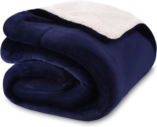 NANPIPER Baby Sherpa Blanket,Warm Toddler Throw Blanket,Soft Newborn Fleece Blanket for Winter (Navy Blue,30x40 inches)