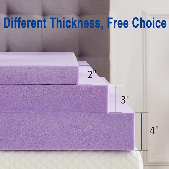 SINWEEK 4 Inch Gel Memory Foam Mattress Topper Ventilated Soft Pressure Relieve Mattress Pad, Breathable Bed Topper, CertiPUR-US Certified, Queen Size