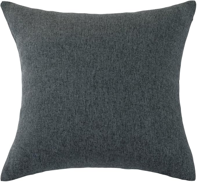 AMBERIS 2 Pillowcases (45×45cm)(Without Insert) Dark Grey, Imitation Linen Decorative 2 Pillowcases (Without Insert) for Home Hotel