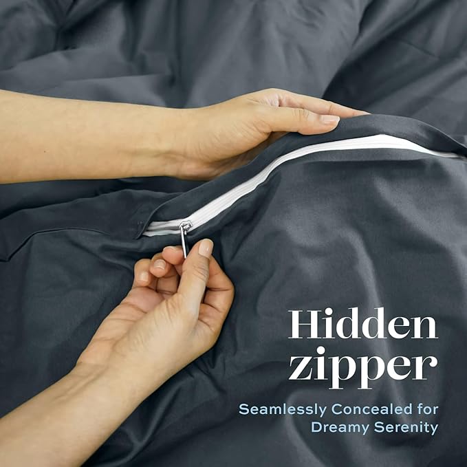 White Classic Grey Duvet Cover King Size, Microfiber Duvet Cover with Zipper, Set of 1 Down Comforter Cover with 2 Pillow Shams, Luxury Comforter Cover King Size | Comforter Not Included