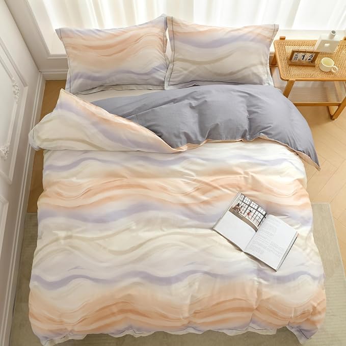 OAITE Duvet Cover Set Twin Size Floral Pattern Ultra Soft 100% Cotton Duvet Cover Sets 3-PC, Breathable Duvet Cover with Zipper Closure & Corner Ties(2 Pillow Shams,1 Duvet Cover)