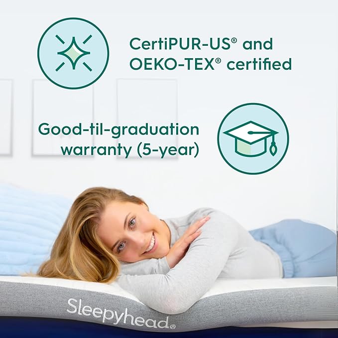 Sleepyhead Twin XL 3 Inch Gel Memory Foam Mattress Topper for College Dorm – Thick, Cooling & Comfortable Mattress Pad with Washable Cover – Dorm Room Essentials for College Students (XL Twin 3")